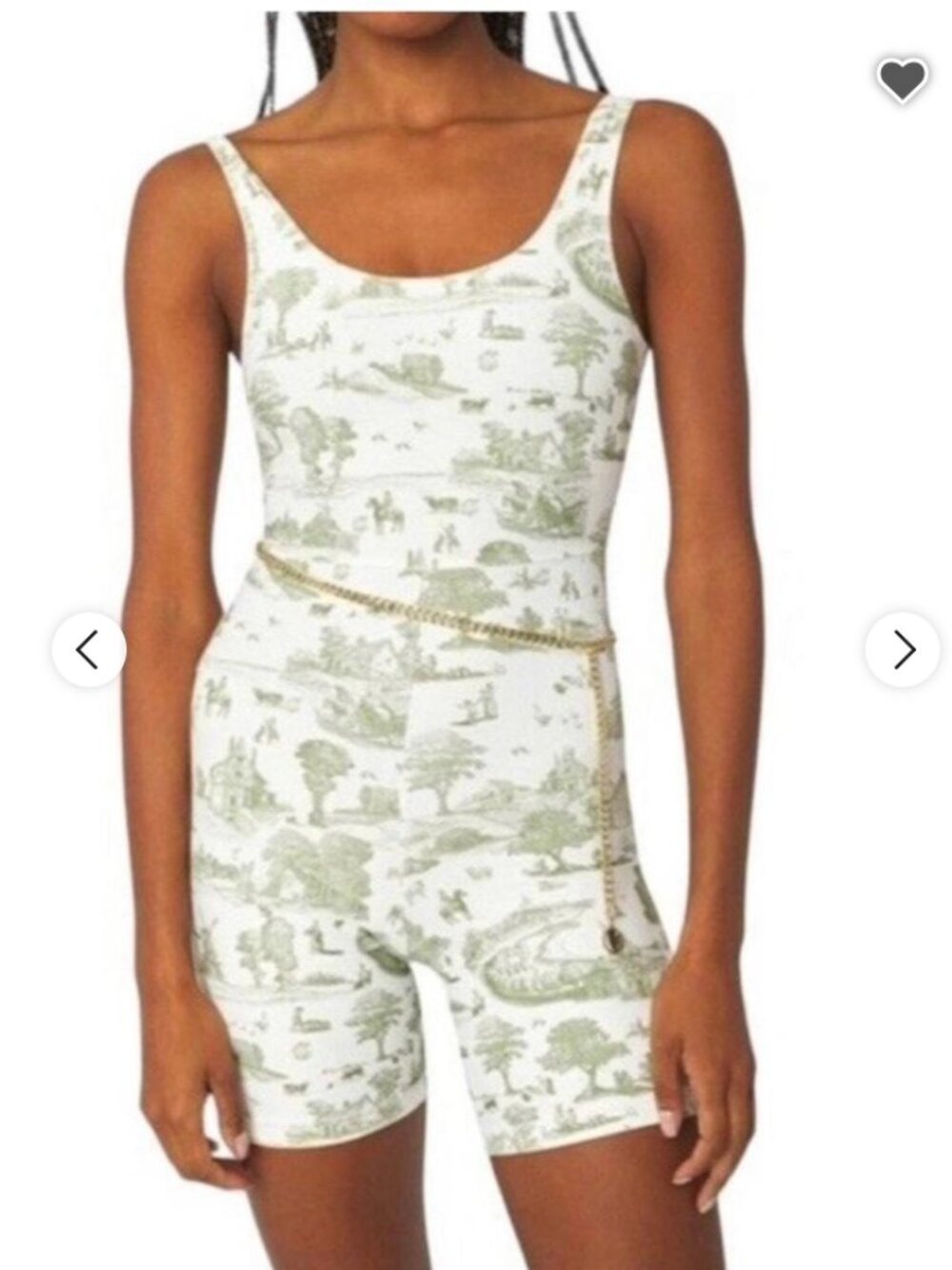WeWoreWhat Green Toile Workout Romper